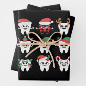 歯科おもしろいクリスマス歯かわいいクリスマス歯医者 ラッピングペーパーシート (インサイチュ)