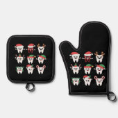 歯科おもしろいクリスマス歯かわいいクリスマス歯医者 鍋つかみ&鍋敷きセット (正面)