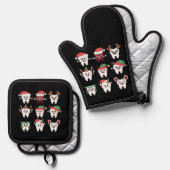 歯科おもしろいクリスマス歯かわいいクリスマス歯医者 鍋つかみ&鍋敷きセット (正面/裏面)