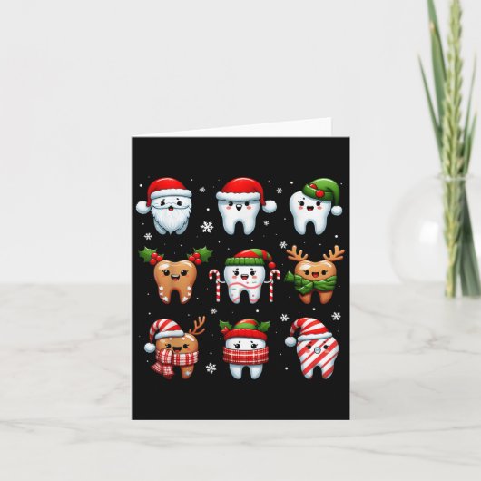 歯科おもしろいクリスマス歯かわいいクリスマス歯医者Squ カード (正面)