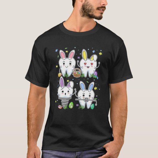 歯科おもしろい復活歯バニー卵歯医者イースター Tシャツ (正面)