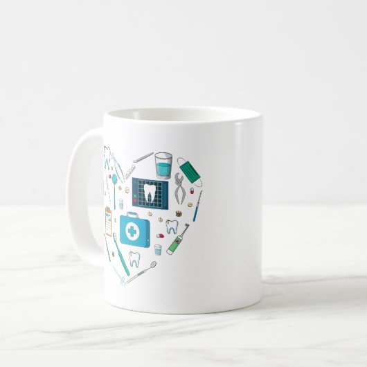 歯科おもしろい用具ハート コーヒーマグカップ (正面左)