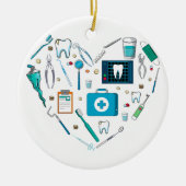 歯科おもしろい用具ハート セラミックオーナメント (正面)