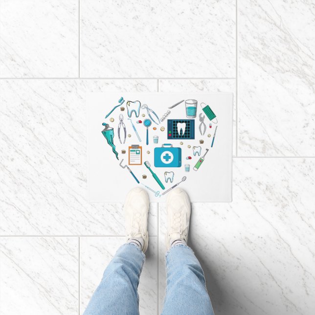 歯科おもしろい用具ハート ドアマット (室内)