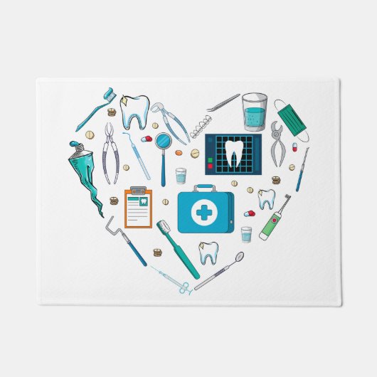 歯科おもしろい用具ハート ドアマット (正面)