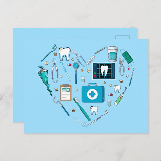 歯科おもしろい用具ハート ポストカード (正面/裏面)
