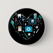 歯科おもしろい用具ハート 缶バッジ (正面)