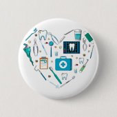 歯科おもしろい用具ハート 缶バッジ (正面)