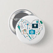 歯科おもしろい用具ハート 缶バッジ (正面&裏面)