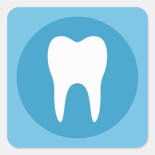 歯科の歯科に白と青のロゴを付けモダンた スクエアシール (正面)