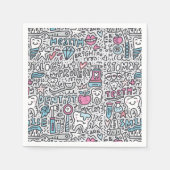 歯科の漫画のパターン スタンダードカクテルナプキン (正面)