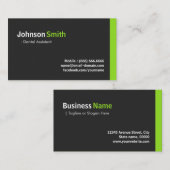 歯科アシスタント - 現代のミニマリストグリーン 名刺 (正面/裏面)