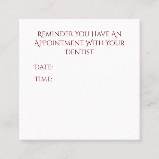 歯科アポイントメントのメモはおもしろい梳きます 予約カード (裏面)