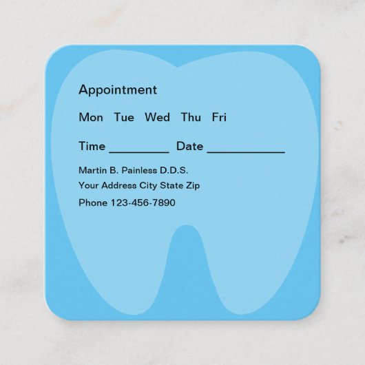歯科アポイントメントカード歯テーマ スクエア名刺 (正面)