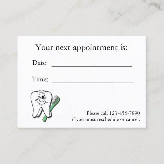 歯科アポイントメントカード 予約カード (正面)