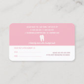 歯科アポイントメントカード |歯医者のピ淡い色のンク 予約カード (裏面)