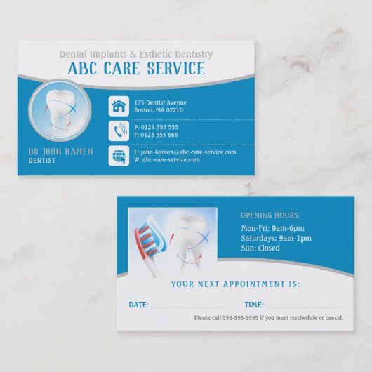 歯科アポイントメントカード |歯科インプラント 予約カード (正面/裏面)