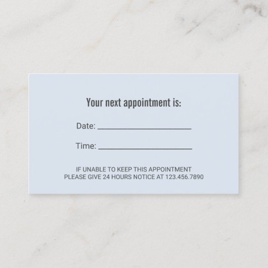 歯科アポイントメント歯ハートブルーシェード歯科医 予約カード (裏面)