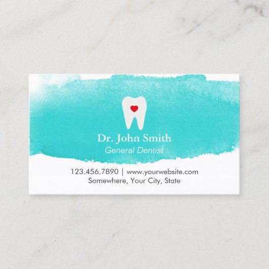 歯科アポイントメント歯ハート水カラー歯科医 予約カード (正面)