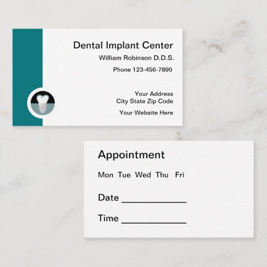 歯科インプラントアポイントメントテンプレート 名刺 (正面/裏面)