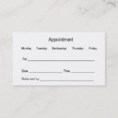 歯科インプラント歯科医のビジネスアポイントメントカード 名刺 (裏面)