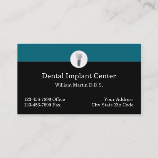 歯科インプラント歯科医のビジネスアポイントメントカード 名刺 (正面)