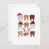 歯科クリスマスおもしろい歯科の休日 インビテーションポストカード (正面/裏面)