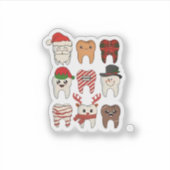 歯科クリスマスおもしろい歯科の休日 シール (正面)