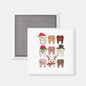 歯科クリスマスおもしろい歯科の休日 マグネット (正面/裏面)