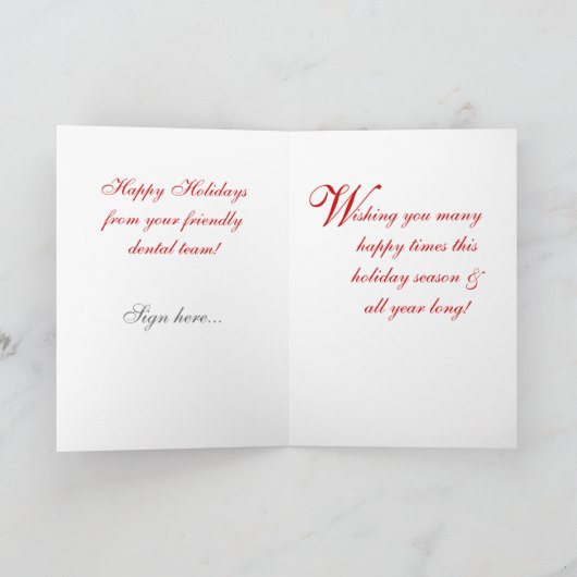 歯科クリスマスカードの赤いレトロの波1 シーズンカード (内部)