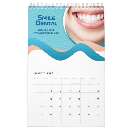 歯科クリニックブランドカレンダーのオフィスと患者 カレンダー (1月 2026)