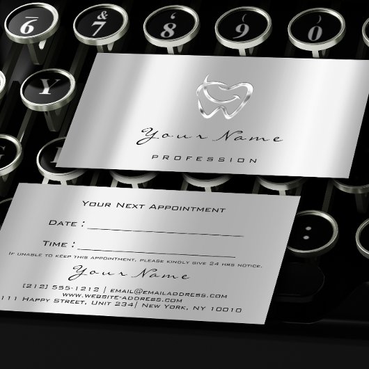 歯科クリニック歯科医シルバーロゴグレーアポイントメント 予約カード