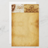 歯科クリニック，歯科モノグラム，アンティークパーチメント 便箋 (正面/裏面)