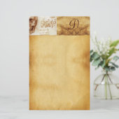 歯科クリニック，歯科モノグラム，アンティークパーチメント 便箋 (スタンド正面)