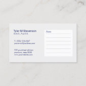 歯科クール医モダン室のアポイントメントのアラーム 予約カード (裏面)