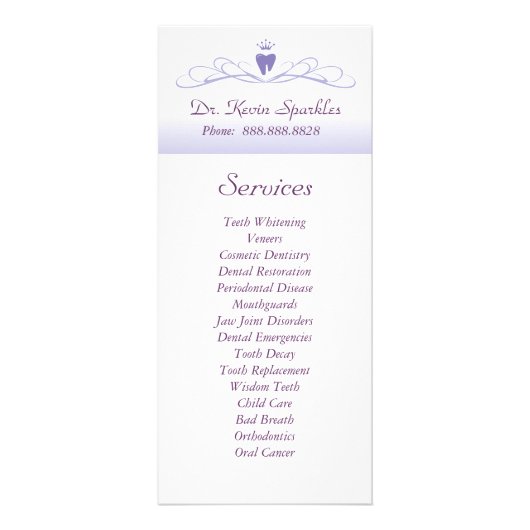 歯科サービスメニューパンフレット紫クラウン歯 ラックカード (正面)