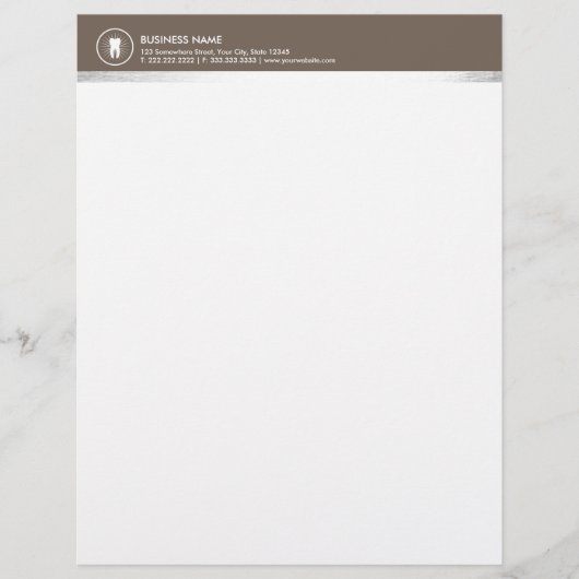 歯科シンプルな歯アイコンブラウンのボーダープロフェッショナル レターヘッド (正面)