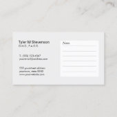 歯科シンプル医モダン室アポイントメントアラーム 予約カード (裏面)