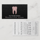 歯科バラ金ゴールド歯黒グリッターデンタルケア 予約カード (正面/裏面)