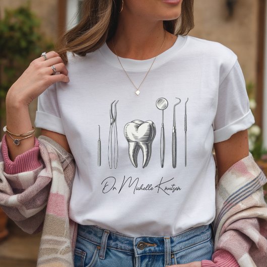 歯科パーソナライズされたプロフェッショナル歯科ホワイト Tシャツ