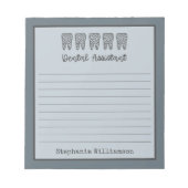 歯科パーソナライズされた助手 |歯医者アシスタント ノートパッド (正面)