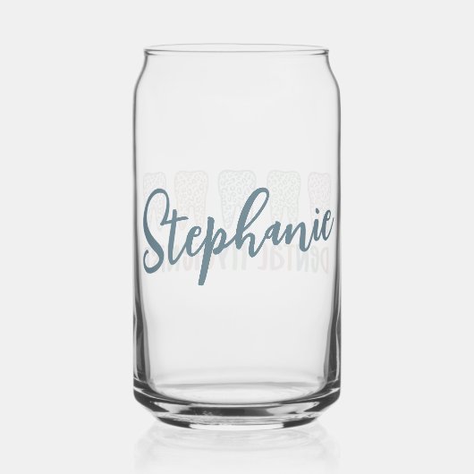 歯科パーソナライズされた衛生士ヒョウ歯 ガラス缶 (裏面)