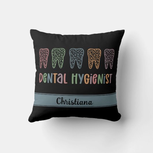 歯科パーソナライズされた衛生士ヒョウ歯 クッション (裏面)