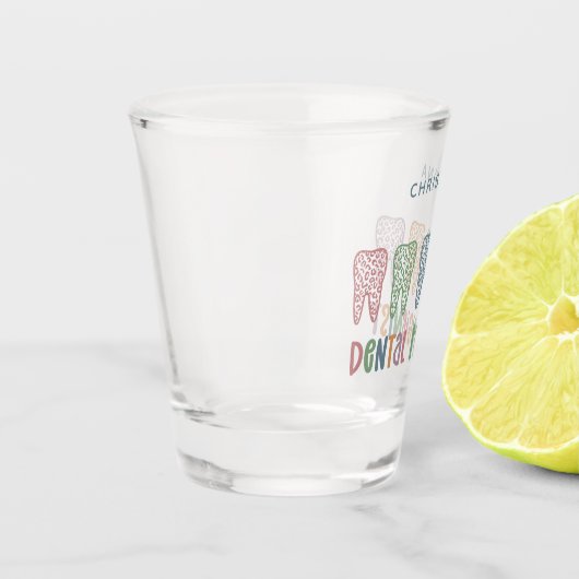歯科パーソナライズされた衛生士ヒョウ歯 ショットグラス (左)