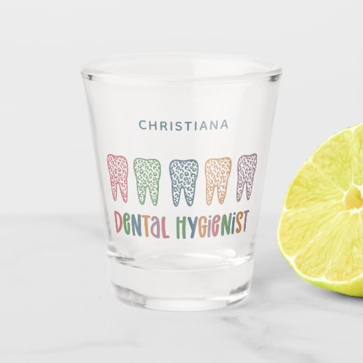 歯科パーソナライズされた衛生士ヒョウ歯 ショットグラス (正面)