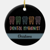 歯科パーソナライズされた衛生士ヒョウ歯 セラミックオーナメント (裏面)