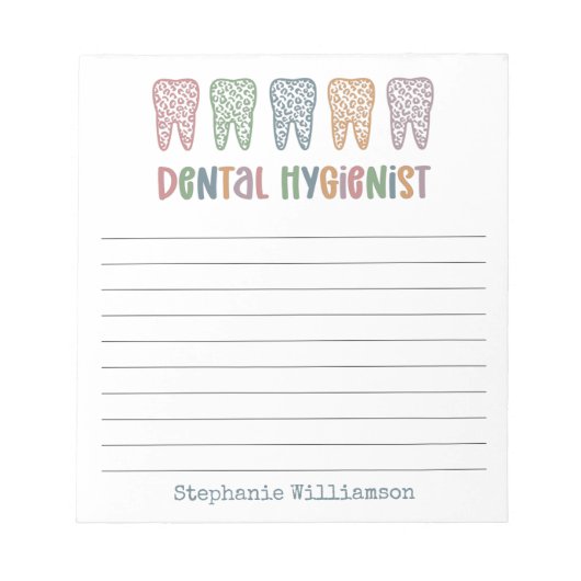 歯科パーソナライズされた衛生士 | RDH歯医者かわいい ノートパッド (正面)