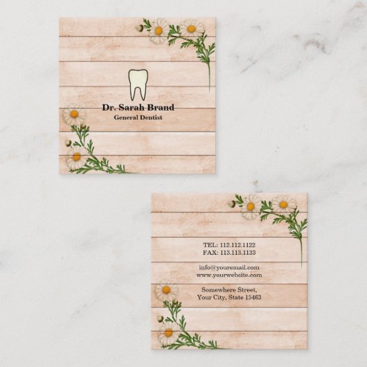 歯科フローラ歯のデンタルケア スクエア名刺 (正面/裏面)