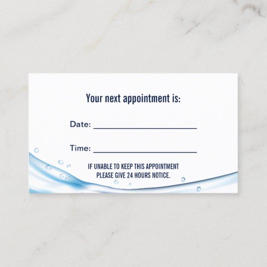 歯科プロフェッショナル水が歯医者に流れる 予約カード (裏面)