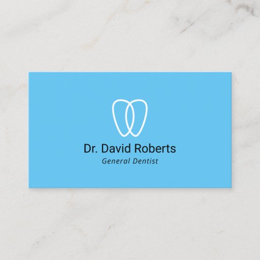 歯科ミニマル歯のロゴ歯医者プレーンブルー 名刺 (正面)
